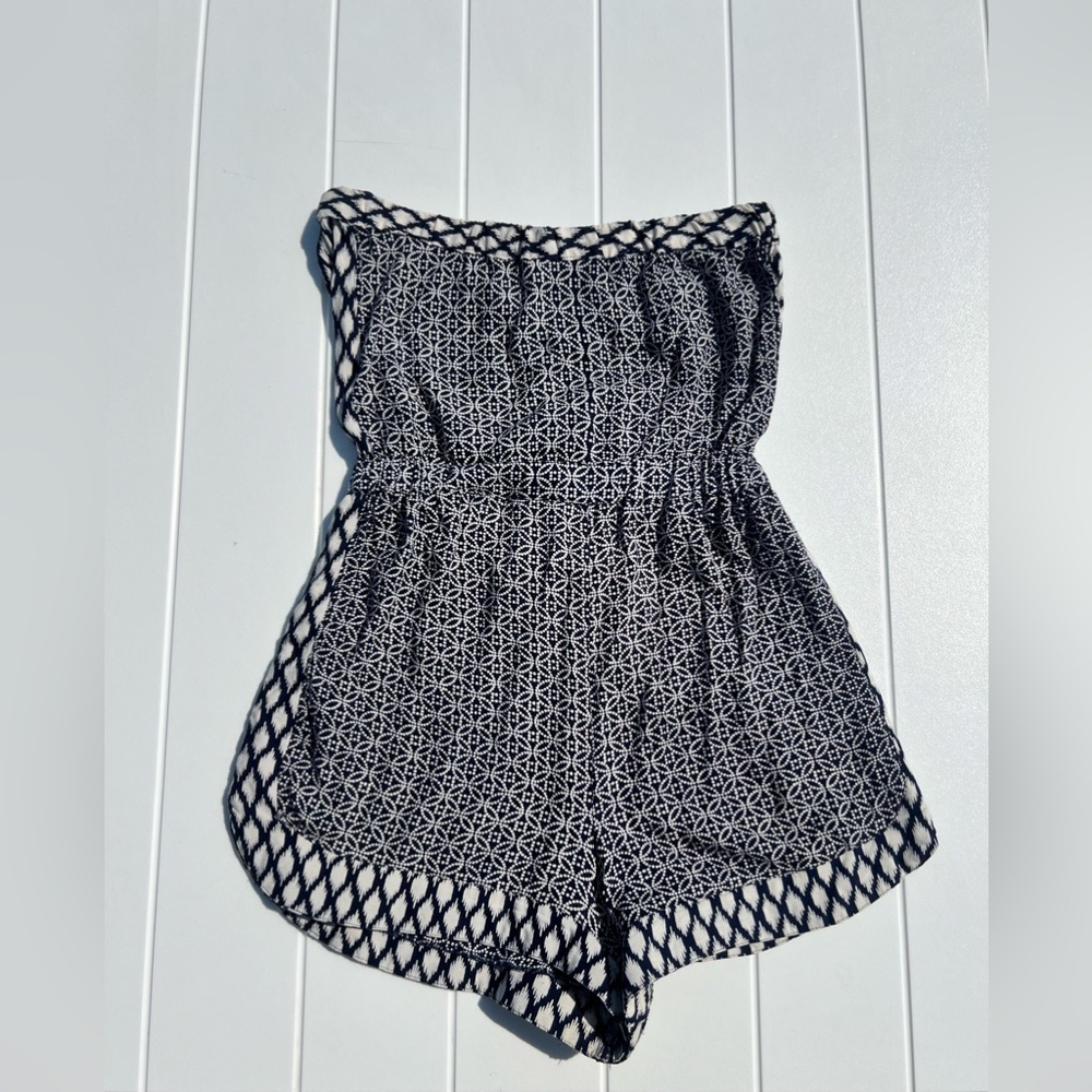 navy & white romper